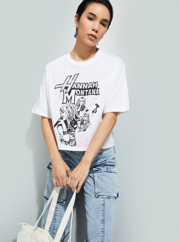 URB_N Women Hannah Montana Print Boxy Fit T-shirt