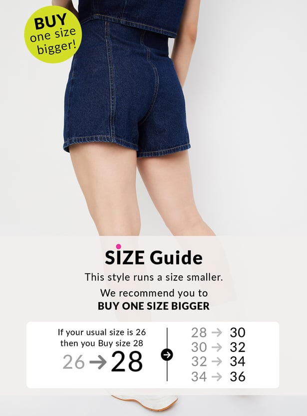 Women Solid Wrap Denim Skorts