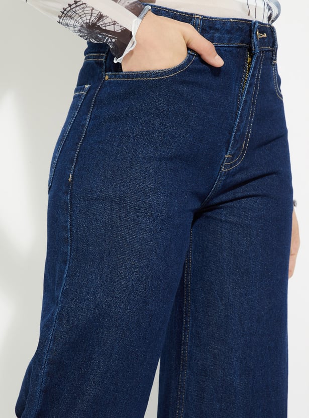 Women Washed Wide-Leg Jeans