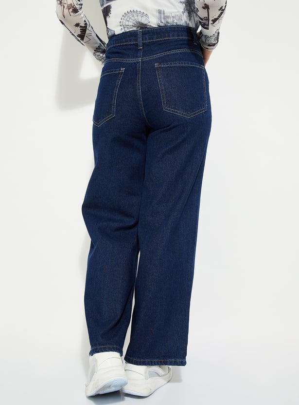 Women Washed Wide-Leg Jeans