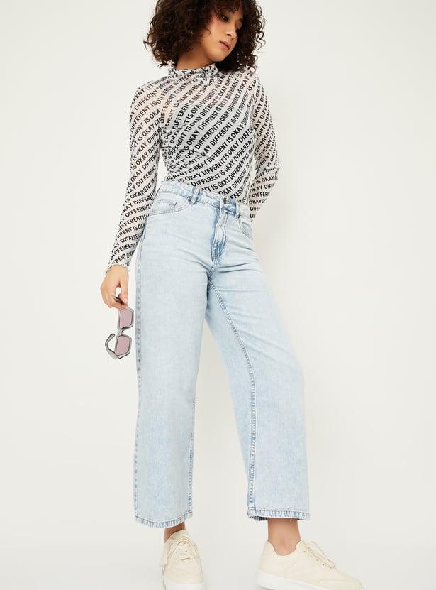 Women Washed Wide Leg Jeans