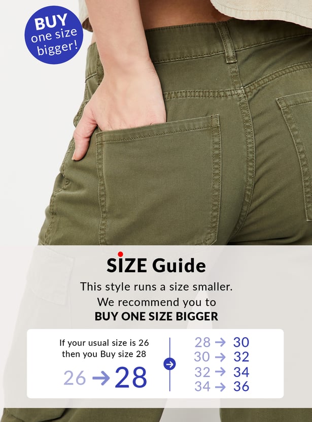 Women Solid Cargo Jeans