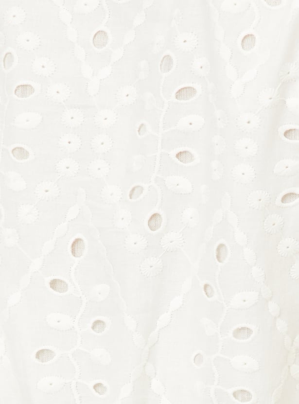 Women Schiffli Embroidered Tiered Dress