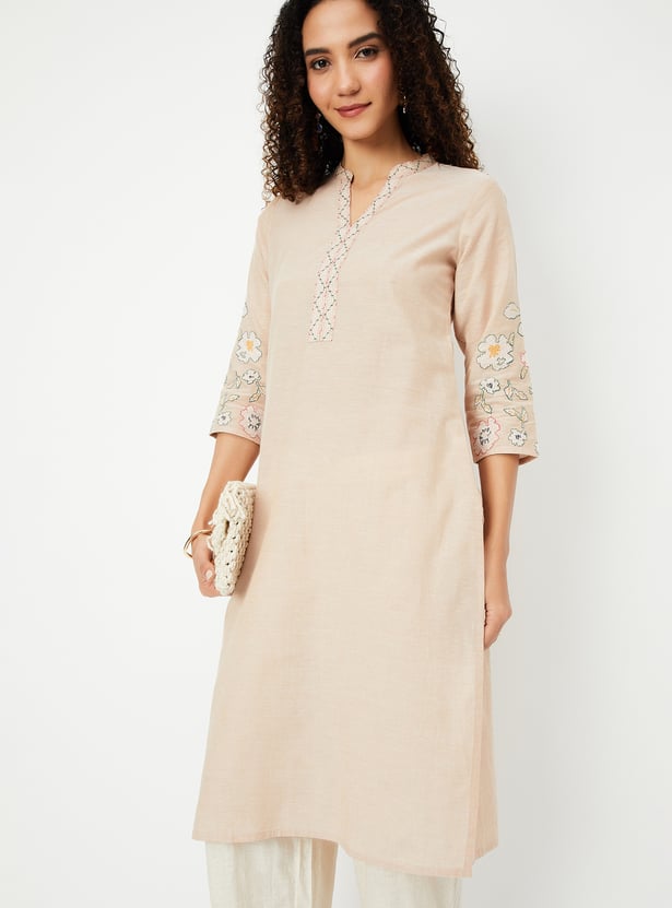 Women Embroidered Straight Kurta