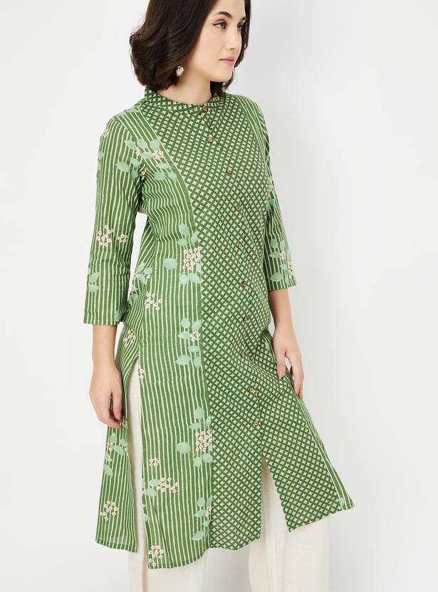 Women's Brown Graphic Straight Kurta