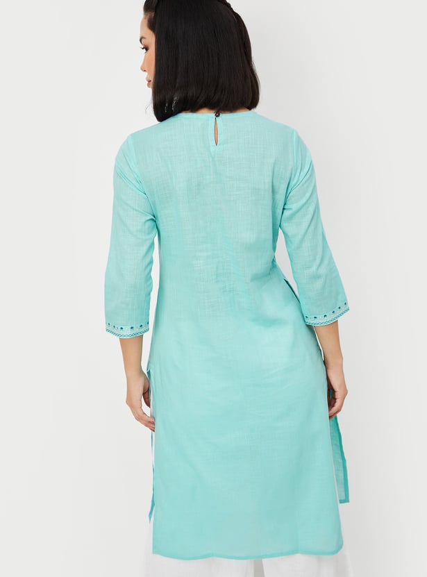 Women Embroidered Straight Kurta