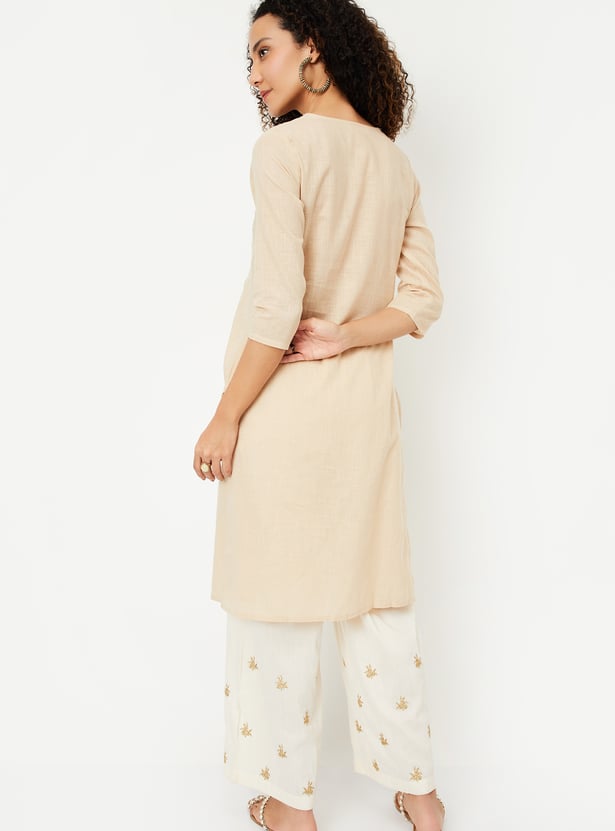 Women's Cream Graphic A Line Kurta main image 0