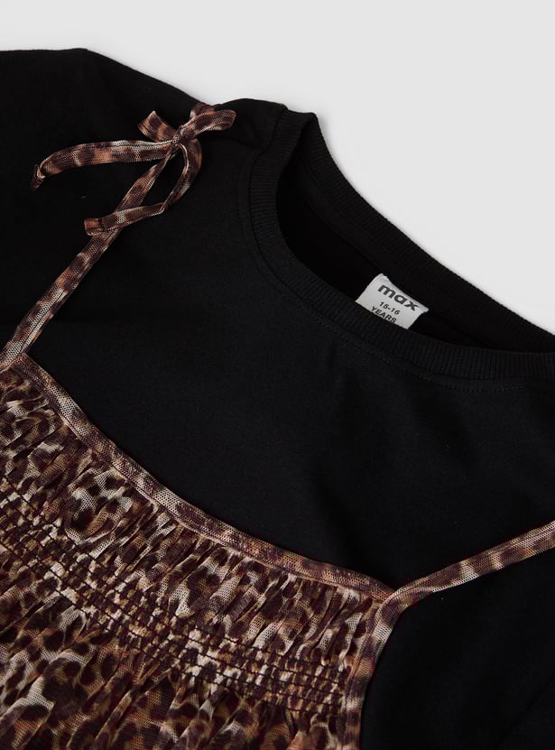 Girls Animal Print Dress with T-shirt