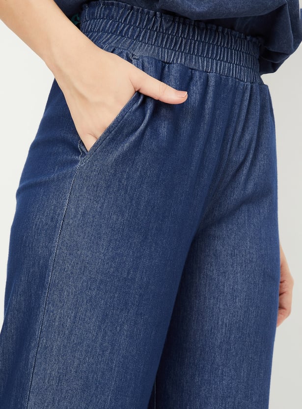 Women Wide Leg Elasticated Jeans