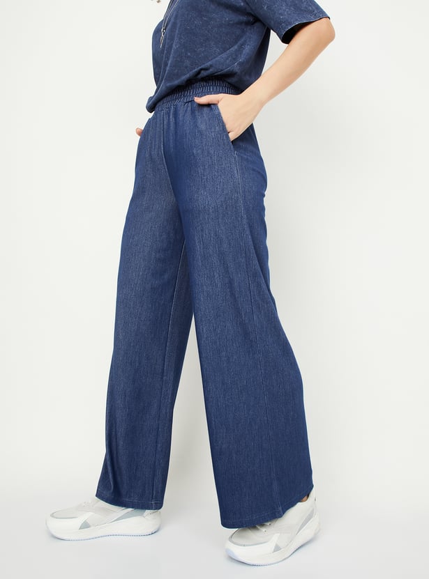 Women Wide Leg Elasticated Jeans