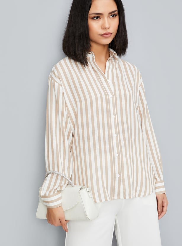 Women Striped Oversized Shirt