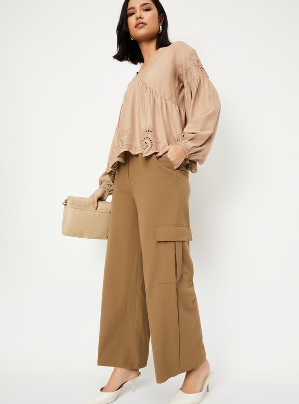 Women Solid Cargo Trousers