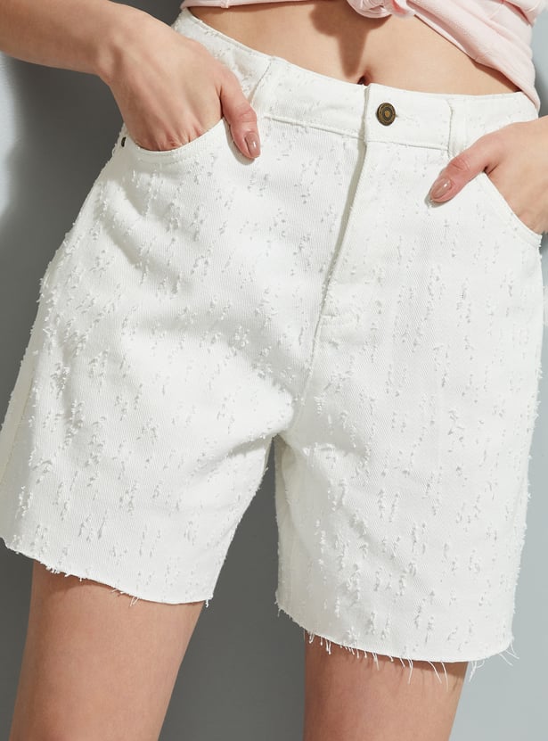 ALAYA F x URB_N Women Distressed Shorts