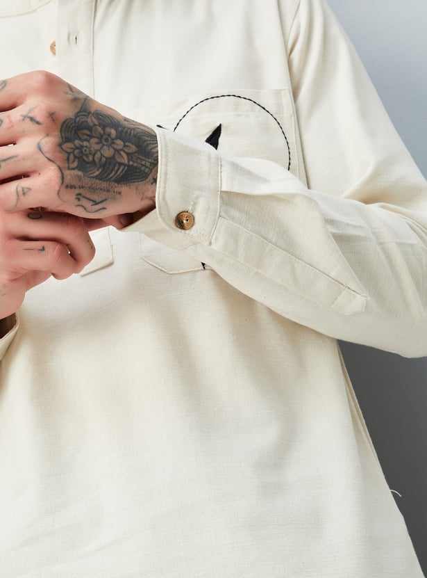 Men Pocket Embroidery Kurta