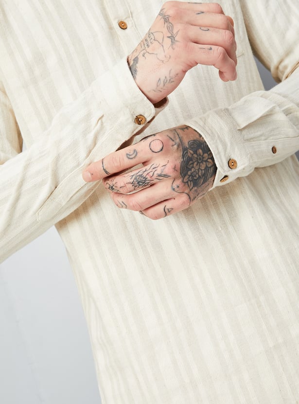 Men Striped Short Kurta