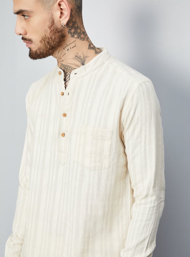 Men Striped Short Kurta