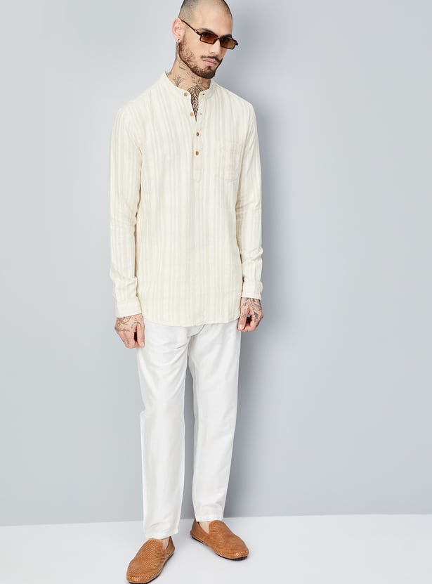 Men Striped Short Kurta