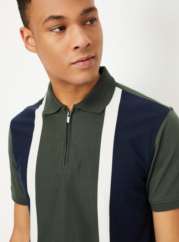 Buy Men Colourblock Polo T-shirt Online at just Rs. 799.0