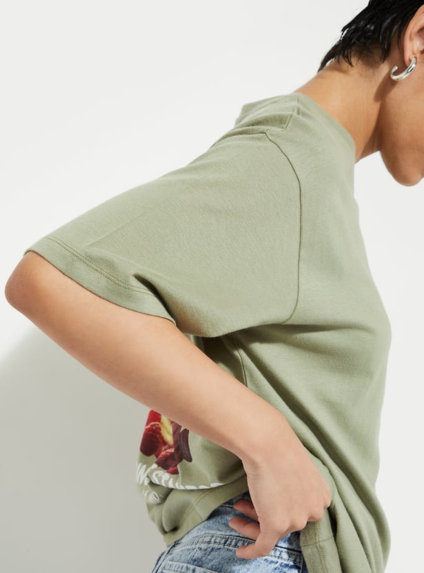 Buy URB_N Women Back Graphic T-shirt Online at just Rs. 399.0