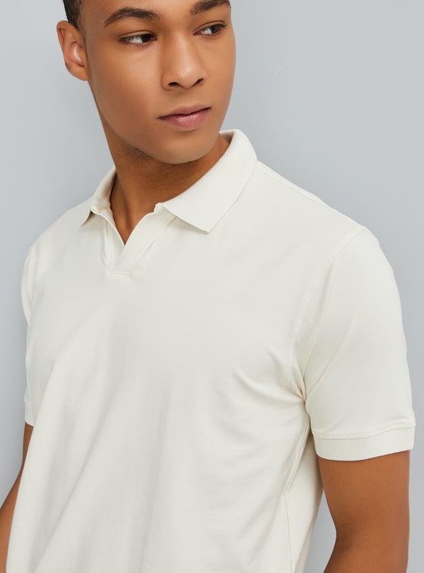 Men Solid Johnny Collar T-shirt