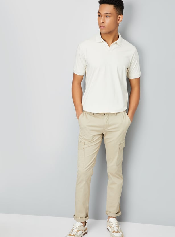 Men Solid Johnny Collar T-shirt