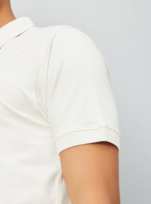 Men Solid Johnny Collar T-shirt