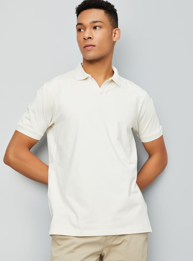 Men Solid Johnny Collar T-shirt