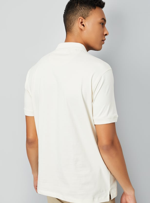 Men Solid Johnny Collar T-shirt