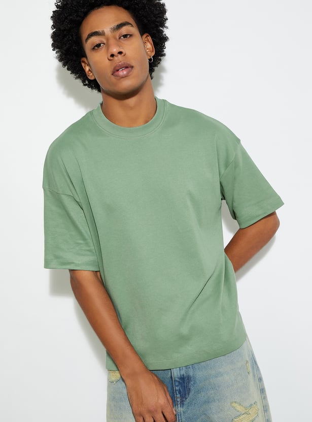 Buy URB_N Men Solid Oversized T-shirt Online at just Rs. 499.0