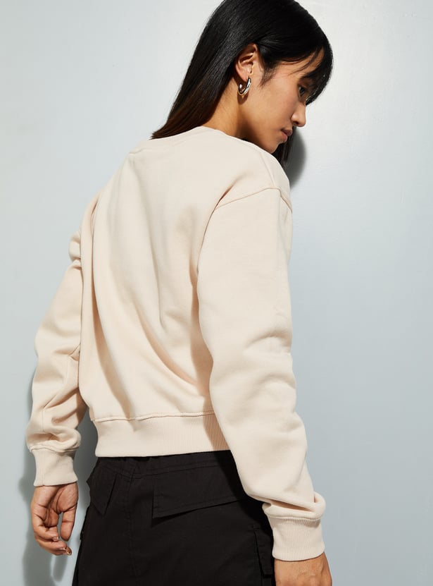 URB_N Women Solid Relaxed Fit Sweatshirt