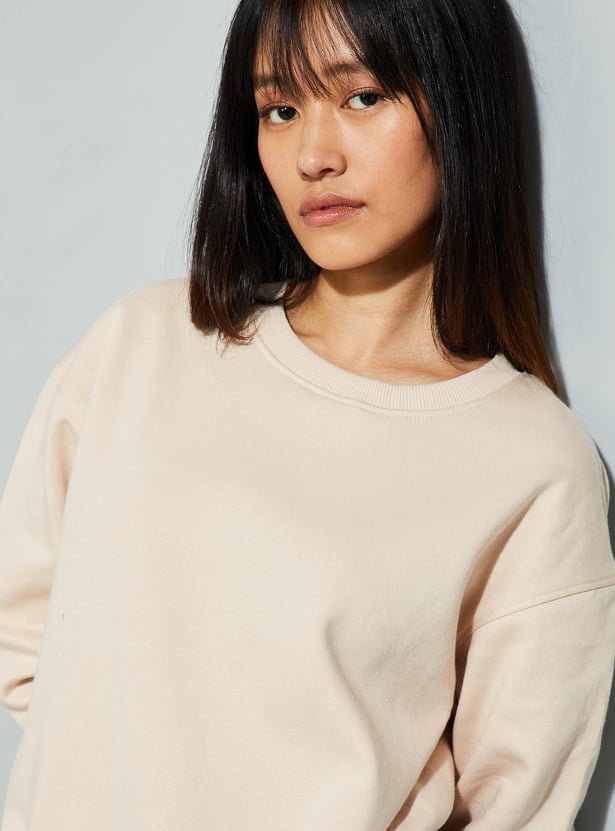 URB_N Women Solid Relaxed Fit Sweatshirt