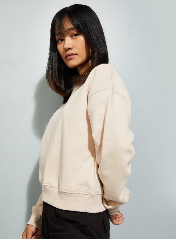 URB_N Women Solid Relaxed Fit Sweatshirt