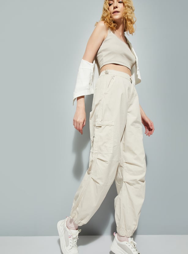 ALAYA F x URB_N Women Solid Parachute Pants