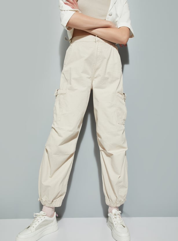 Buy ALAYA F x URB_N Women Solid Parachute Pants Online at