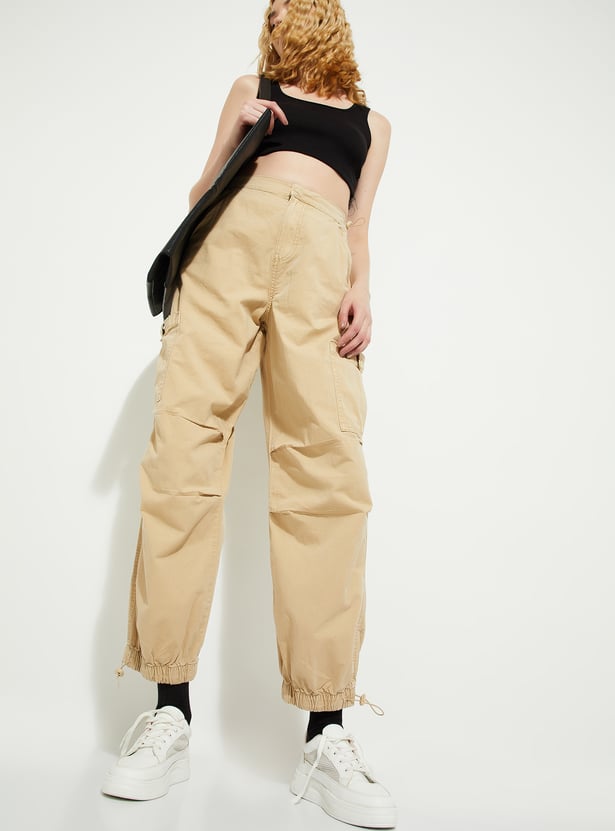 ALAYA F x URB_N Women Solid Parachute Pants