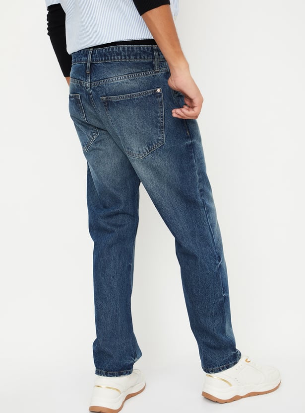 Men Washed Straight Fit Jeans