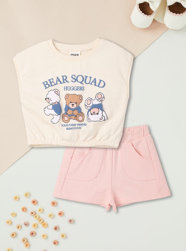Girls Printed T-shirt with Shorts