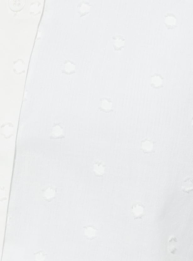 URB_N Women Dobby Woven Crop Boxy Fit Shirt