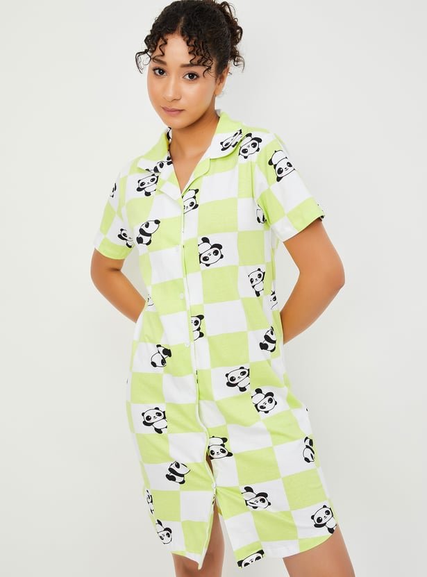 Women Printed Night Shirt Dress