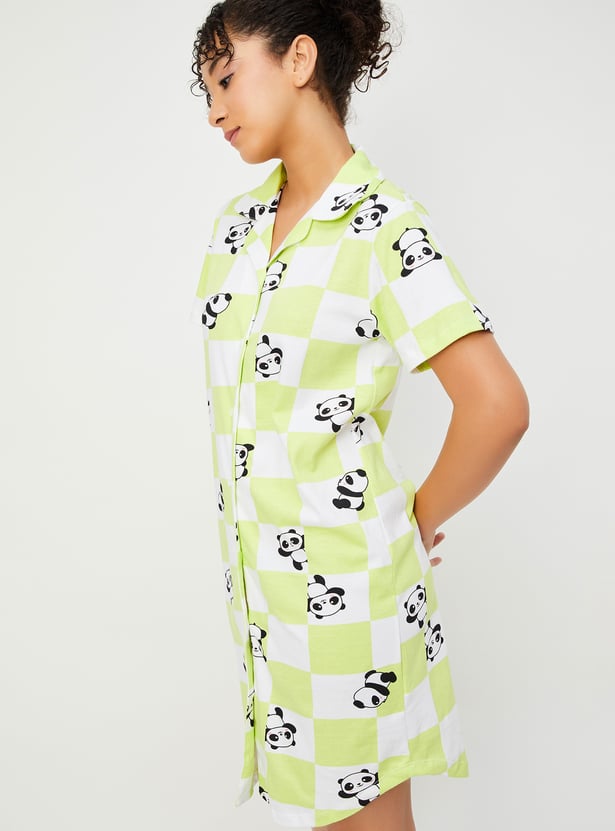 Women Printed Night Shirt Dress