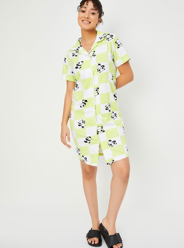 Women Printed Night Shirt Dress