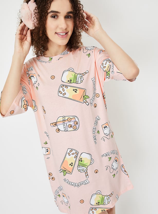 Women Boxy Fit Printed Chemise