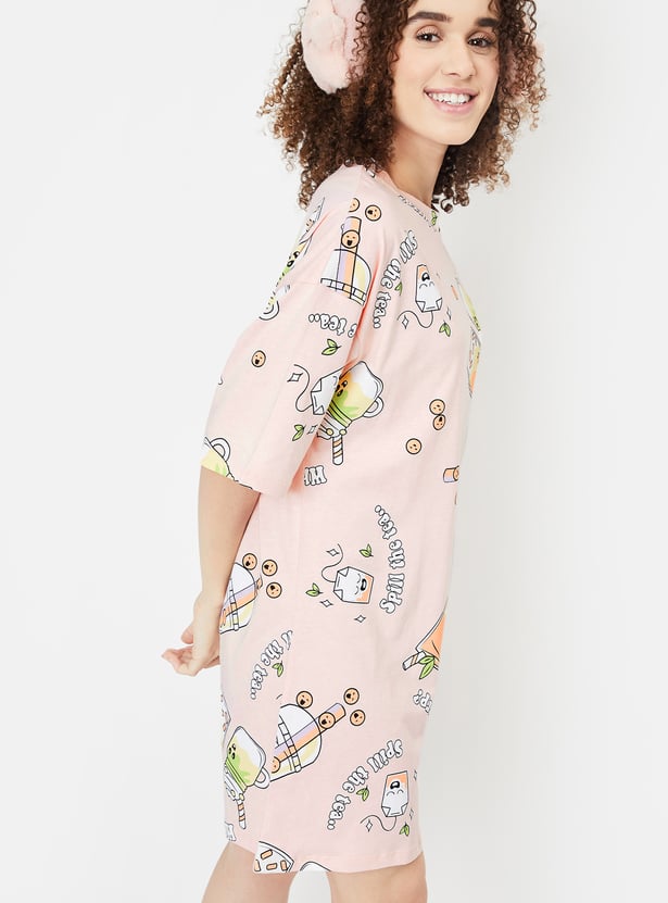 Women Boxy Fit Printed Chemise