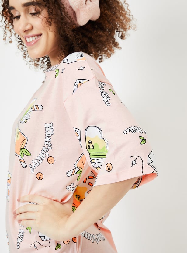 Women Boxy Fit Printed Chemise