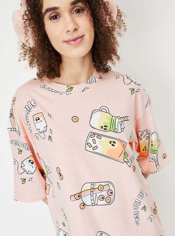 Women Boxy Fit Printed Chemise