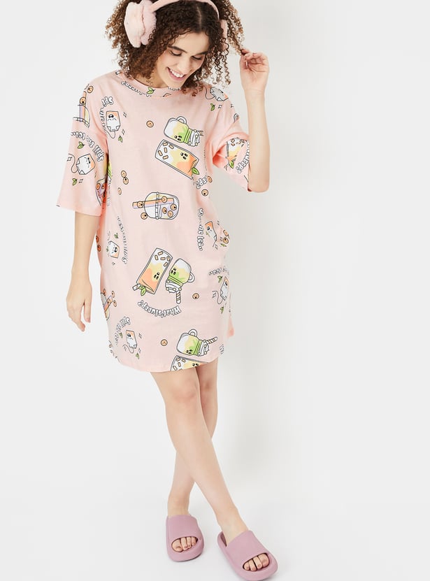 Women Boxy Fit Printed Chemise