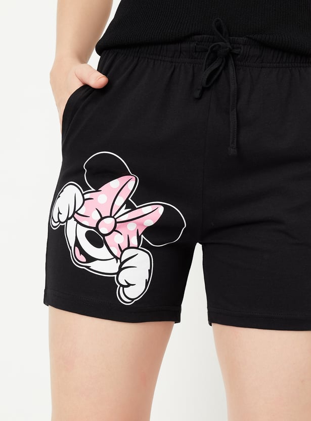 Women Minned Mouse Printed Shorts