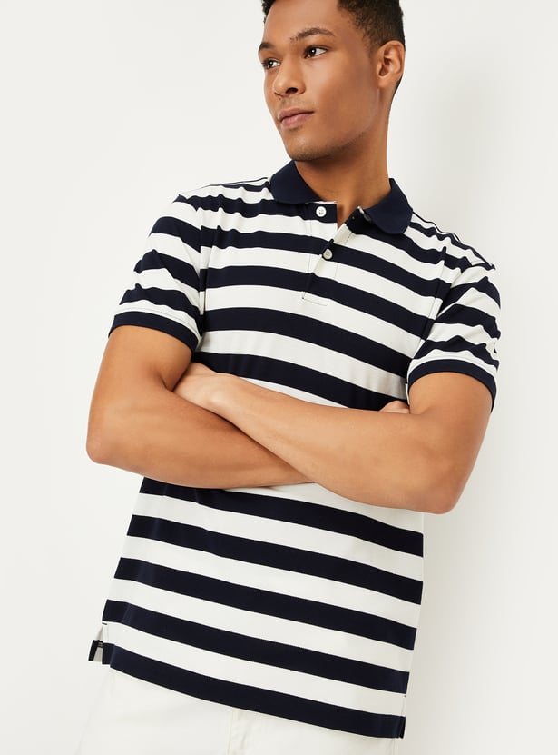 Men Striped Polo T-shirt