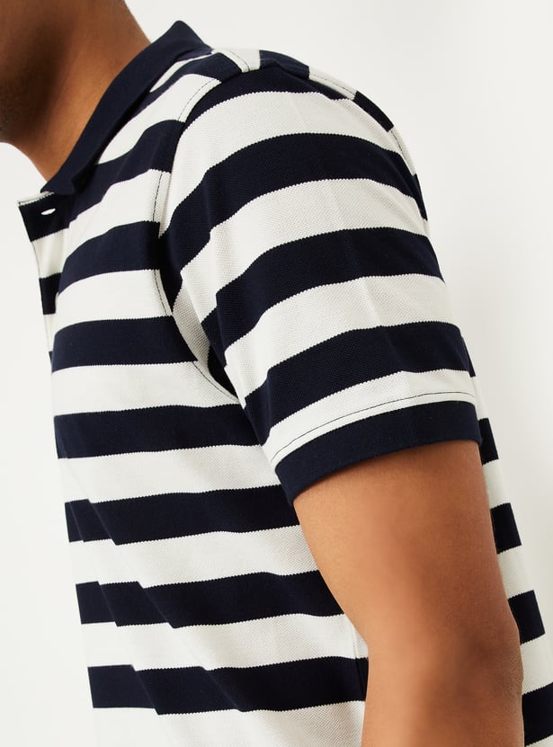 Men Striped Polo T-shirt