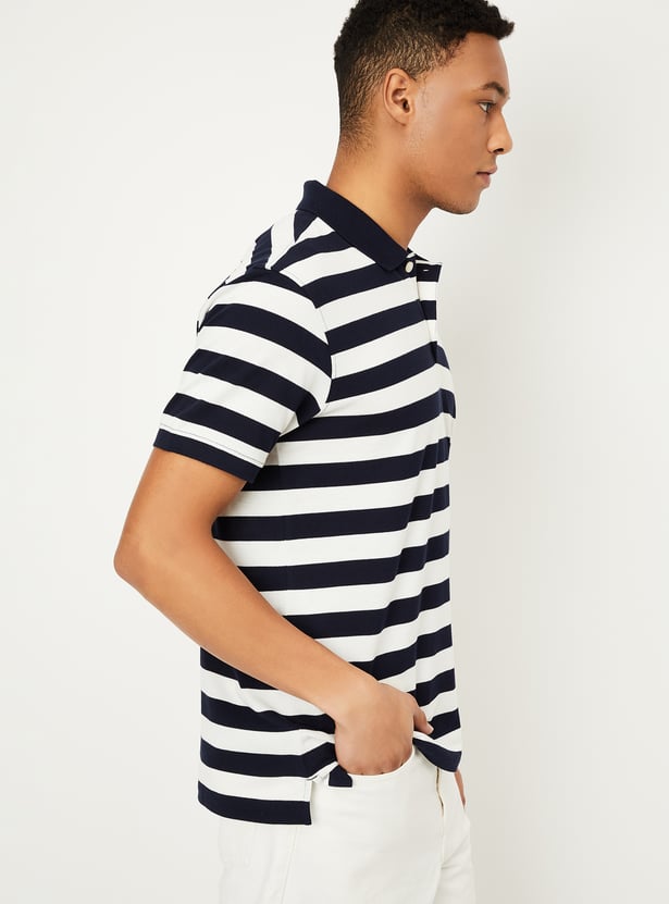 Men Striped Polo T-shirt